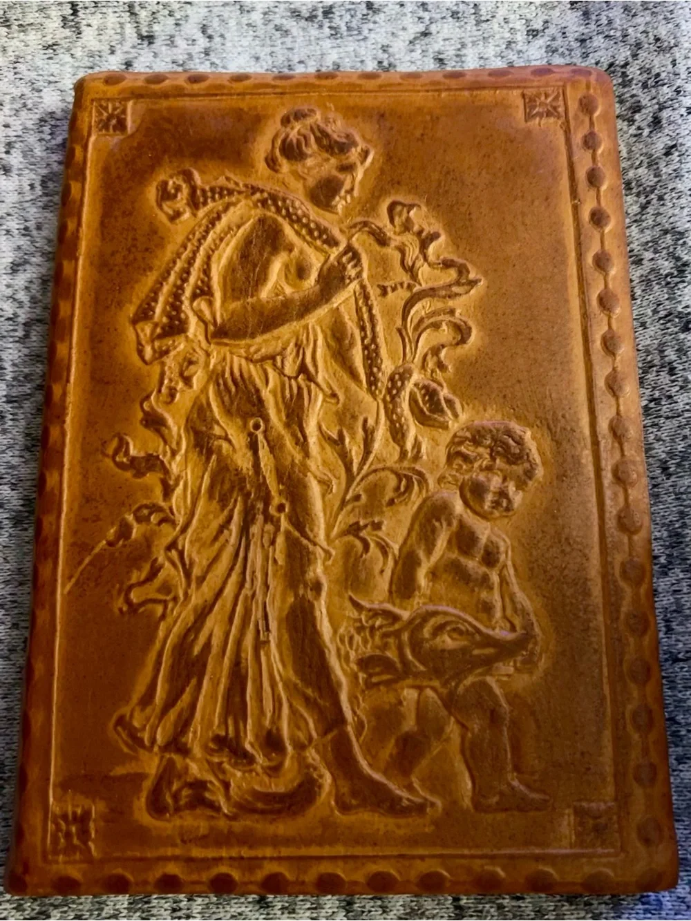 Mother and Child Leather Journal Unused Made in Italy Demeter Ceres Hellenistic